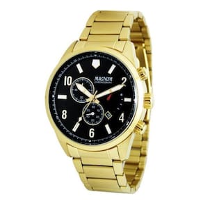 Relógio magnum masculino cronógrafo dourado 10 atm 43mm