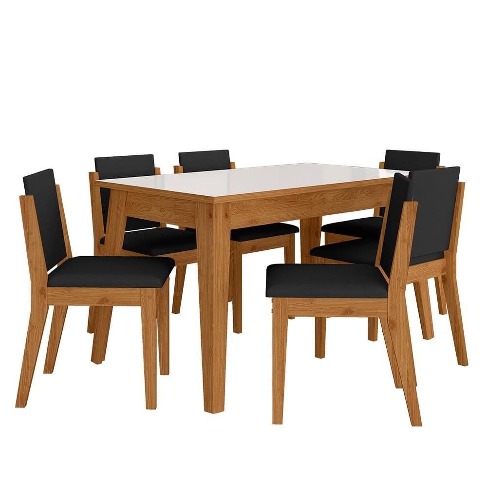 Mesa 1,36 Com 6 Cadeiras Libéria Cinamo/off White/preto - M. Arapongas