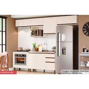 Cozinha Completa Connect 8 Peças (5 Armários + 2 Balcões + 1 Complemento) C5P79 Off White - Henn
