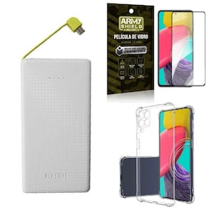 Kit capinha m53 5g + carregador portátil 10k + película 3d