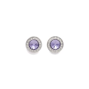 Brincos lilás Swarovski Hoops, cristais austríacos, prata