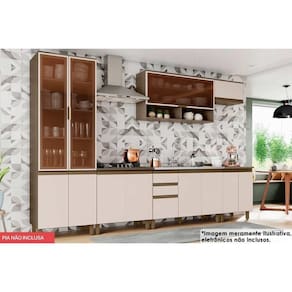 Cozinha Completa Connect 8 Peças (2 Armários + 1 Paneleiro + 3 Balcões + 2 Tampos) C6P16 Duna/Cristal - Henn