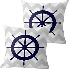 Kit 2 Capas De Almofadas Azul Timão Navegação Marítima
