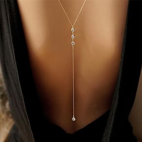 Colar gravatinha duplo lado folheado zirconia dourado