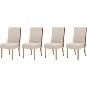 Cadeira Sala de Jantar Anne Kit 4 Un Nature/Courano/Linho - Henn