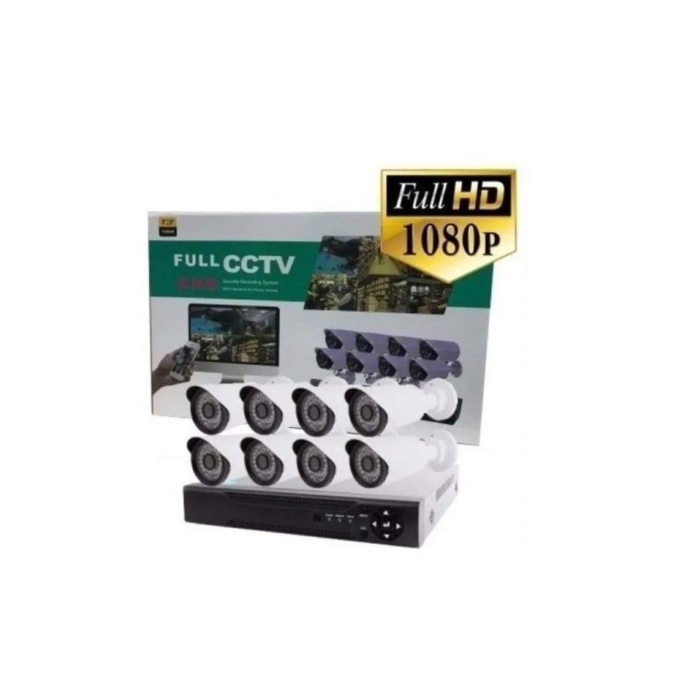 Kit CCTV de câmeras de segurança 8CH DVR 1080p Full HD à prova d`água
