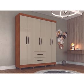 Guarda Roupa Estrela com 06 portas - Cinamomo/Off White