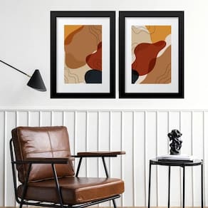Kit 2 Quadros Abstratos Orgânicos Marrons - 60X48Cm
