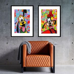 Kit 2 Quadros Grafite Pluto Pateta - 60X48Cm