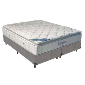 Freedom Queen Ortobom Viscoelástico D33 Box Cinza de Madeira
