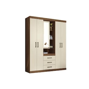 Guarda Roupa Solteiro 5 Portas e 3 Gavetas Havana Star 5.3 jatoba/Areia - Santos Andirá