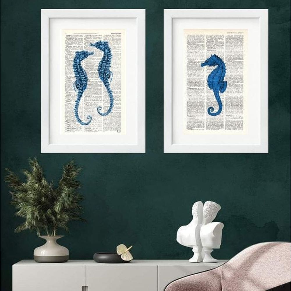 Kit 2 Quadros Cavalos Marinhos - 60X48Cm