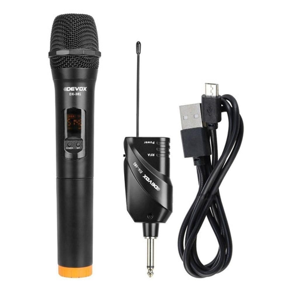 Microfone sem fio de mao uhf com mini dx-381 devox