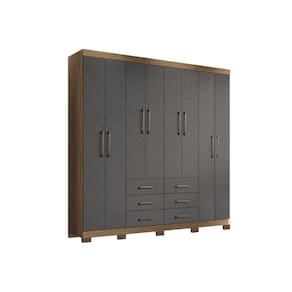 Guarda Roupa Casal 8 Portas e 6 Gavetas c/ Pés Liverpool Jatoba/Grafitte - Santos Andirá