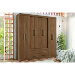Guarda Roupa Casal 8 Portas e 4 Gavetas c/ Pés Nápoles Jatoba - Santos Andirá