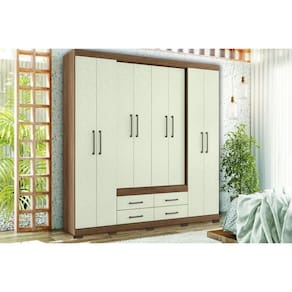 Guarda Roupa Casal 8 Portas e 4 Gavetas c/ Pés Nápoles jatoba/Areia - Santos Andirá
