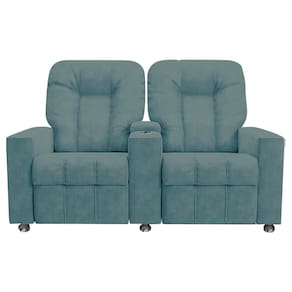 Poltrona Reclinável Para Cinema 2 Lugares Sora Veludo Azul Claro FH1 - D`Rossi