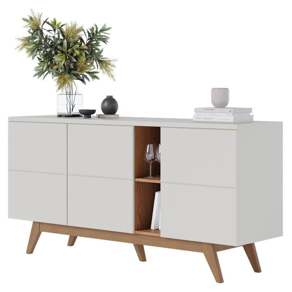 Aparador Buffet Noronha Off White Matte Freijó - Colibri