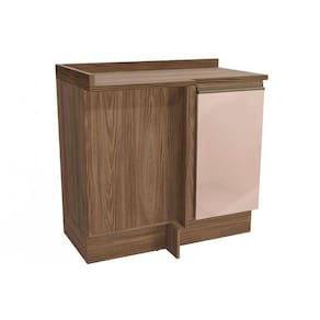 Balcão de Cozinha de Canto Curve c/ Tampo 98cm Nogueira/Macadamia - Kappesberg