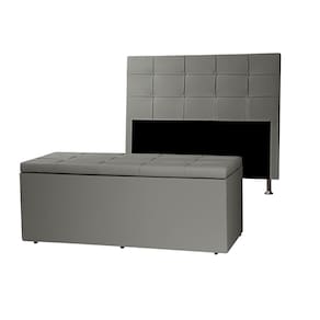 Kit Cabeceira e Calçadeira Baú Solteiro 0,90m Roma Corano - Pallazio