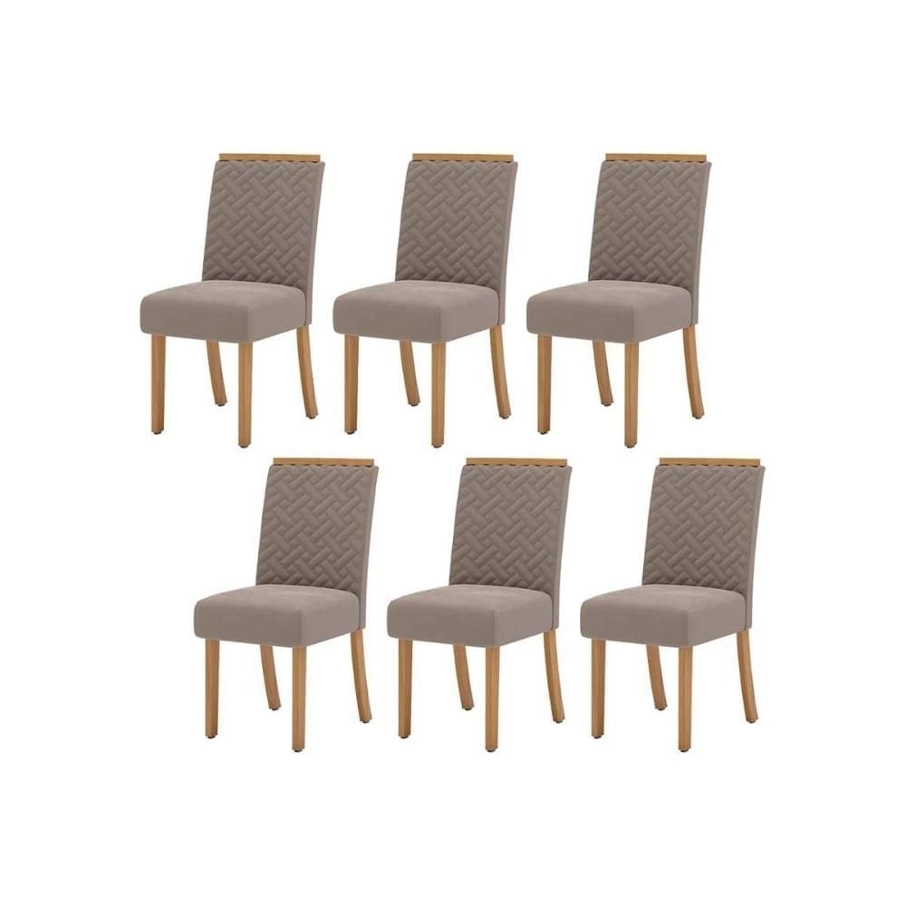 Cadeira Sala de Jantar Malu Kit 6 Un Nature/Marrom Amêndoa - Henn