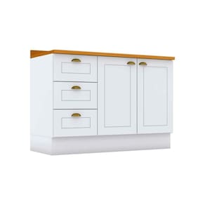 Balcão de Cozinha Americana p/ Pia 3 Gavetas e 2 Portas c/Tampo 120cm Branco - Henn