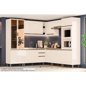 Cozinha Completa Connect 10 Peças (3 Armários + 2 Paneleiros + 3 Balcões + 2 Complementos) C5P94 Off White - Henn