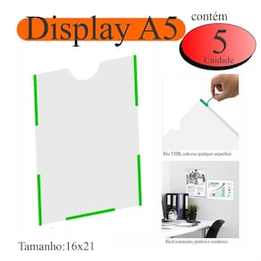 5 Display A5 Expositor Folha Quadro Aviso Parede Pet Verti