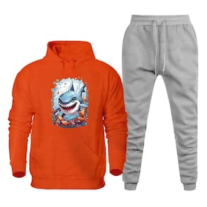 Conjunto Moletom Canguru Estampa Tubarao Plus Size Masculino Confortavel