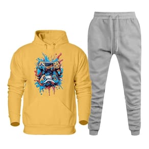 Blusa Canguru Plus Size Moletom Estampada Masculina Com Calça Jogger Lisa Alta Qualidade Quentinho