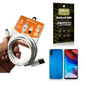 Capinha motorola e7 power com cabo turbo e película de vidro