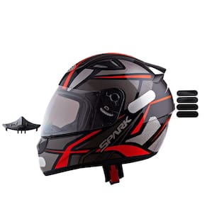 Capacete Masculino Ebf Spider Vermelho Mais Narigueira e Adesivo Preto