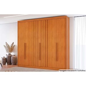 Guarda Roupa Casal 6 Portas 2 Ripados e 8 Gavetas Grécia Cinamomo - Conquista