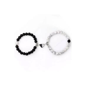Conjunto de pulseiras para casais com pedras magnéticas de Howlite