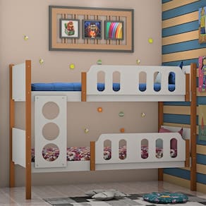 Beliche Infantil Solteiro Ônix - Branco Castanho Claro - Divaloto Móveis