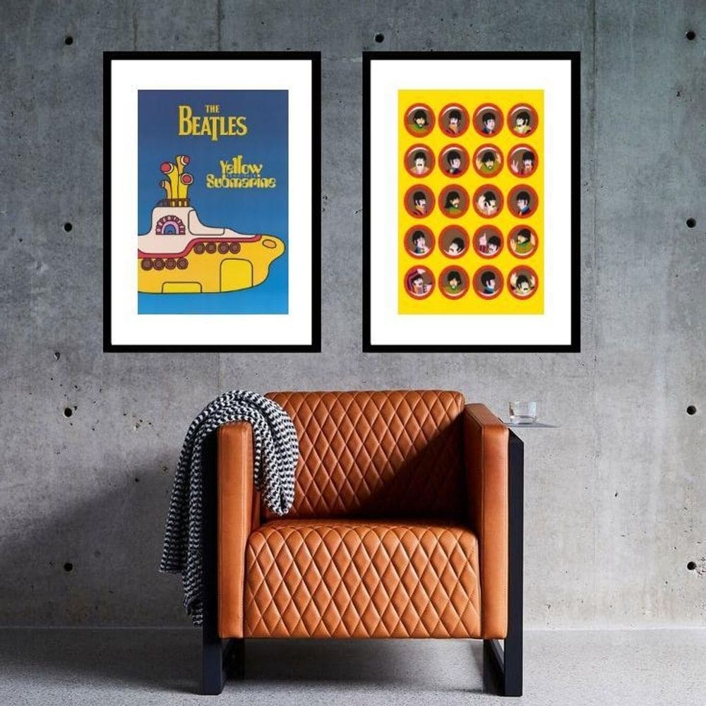 Kit 2 Quadros Beatles Yellow Submarine - 60X48Cm