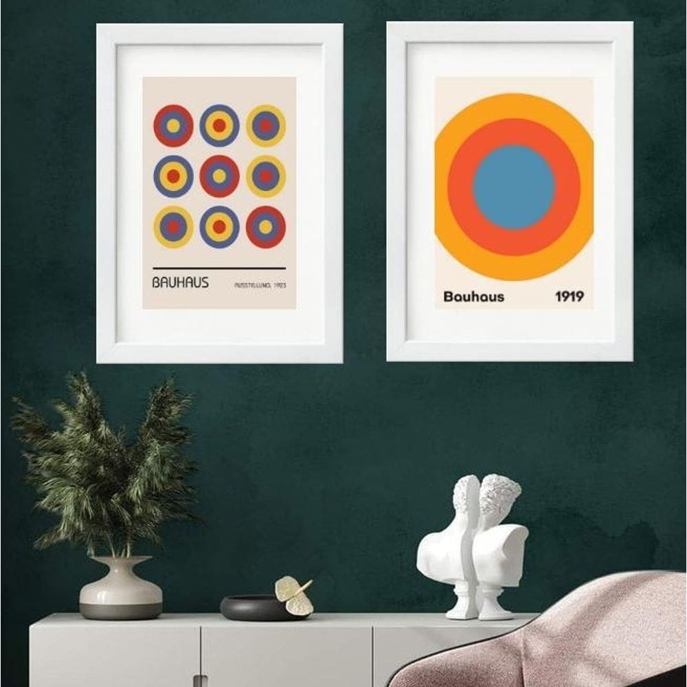 Kit 2 Quadros Modernos Bauhaus - 60X48Cm