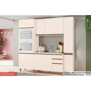 Cozinha Completa Connect 4 Peças (1 Armário + 2 Paneleiros + 1 Balcão) C5P74 Off White - Henn