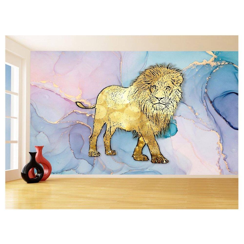 Papel De Parede Animais Pop Art Leão Rei Selva 3,5M Pxa29