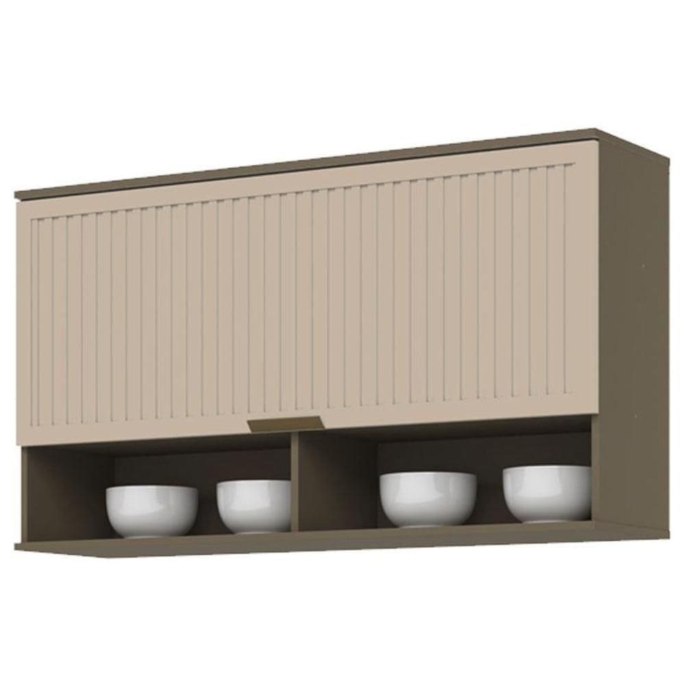 Armário Aéreo 1 Porta Basculante Ripado 120 cm Ambiente Connect Duna Cristal – Henn