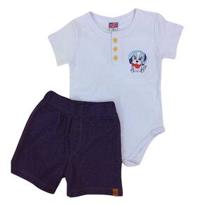 Conjunto infantil masc verão Quebra Cabeça branco/jeans