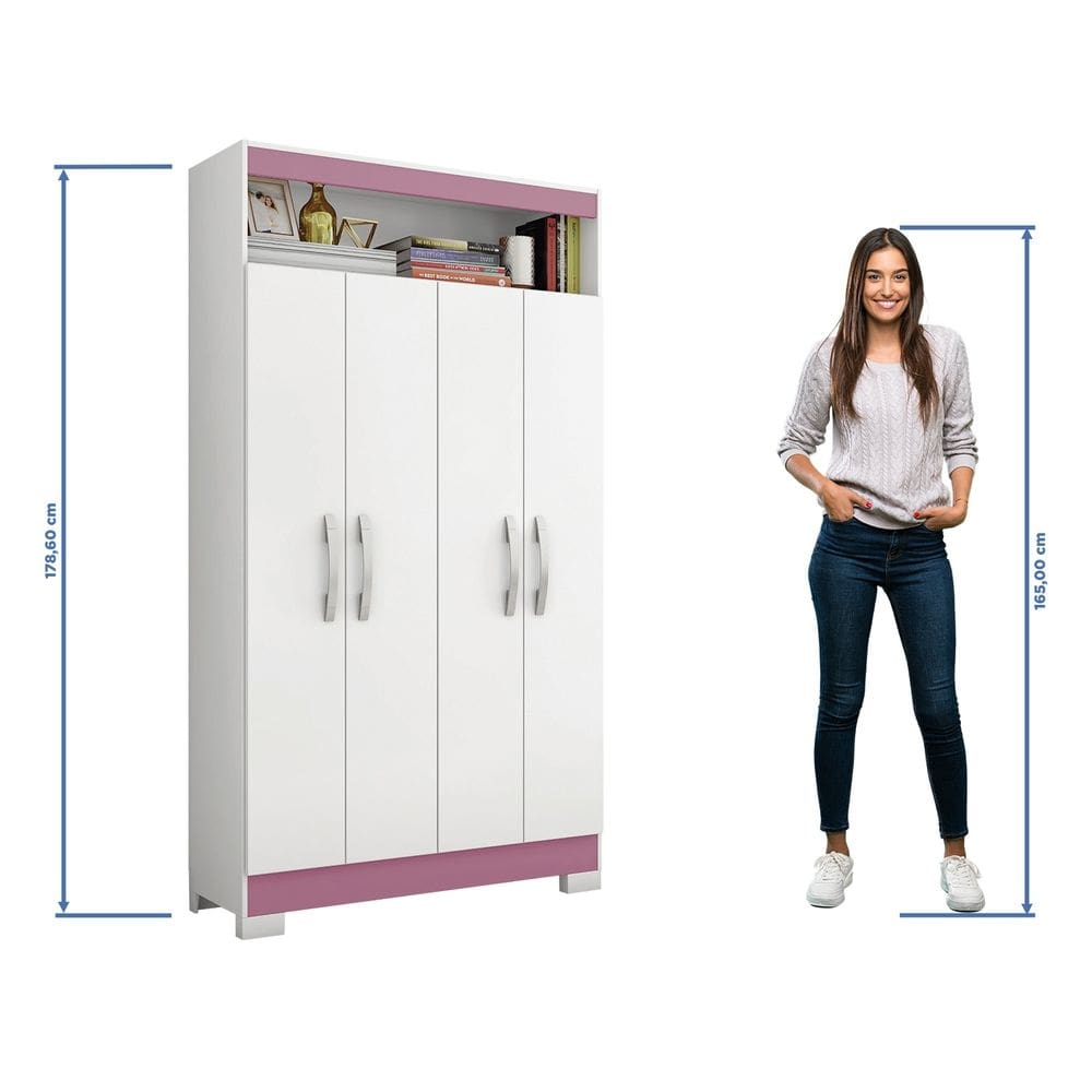 Armário Multiuso NT 4040 - Branco / Rosa | Casas Bahia