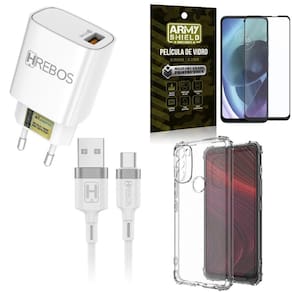 Capinha moto g71 + carregador turbo hs183 + película 3d