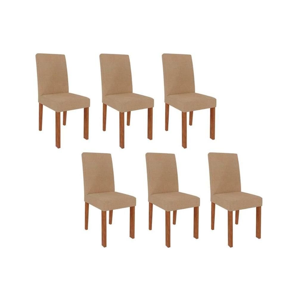 Cadeira Sala de Jantar Maia Kit 6 Un Savana-Cinamomo/Suede Gengibre Bege - Cimol