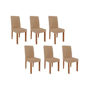 Cadeira Sala de Jantar Maia Kit 6 Un Savana-Cinamomo/Suede Gengibre Bege - Cimol