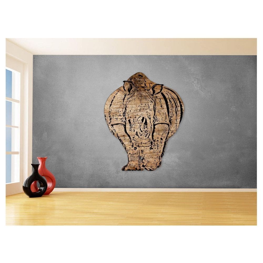 Papel De Parede 3D Animais Pop Art Rinoceronte 3,5M Pxa519