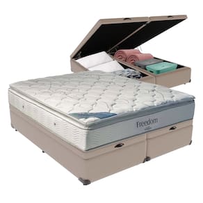 Cama Box com Baú King e Colchão Freedom Ortobom D33