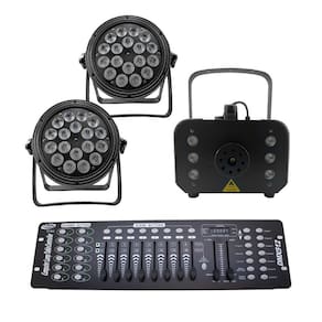 Kit 2 Par Led Slim + Máquina De Fumaça 1200W + Mesa Dmx 512