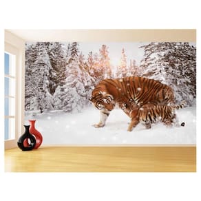 Papel De Parede 3D Animais Tigre Filhote Neve 3,5M Anm572