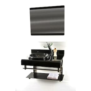 Gabinete de vidro 60cm full curvado duplo inox preto